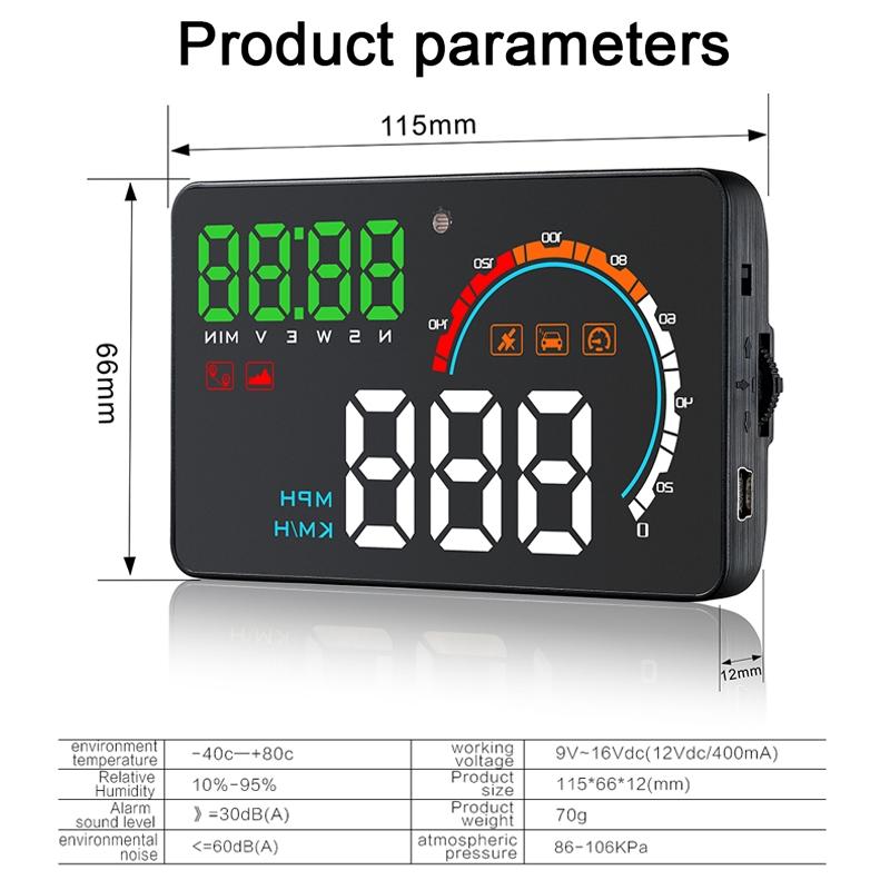 4 Inch Gps Head Up Display Speed Direction Distance Kilometres 3