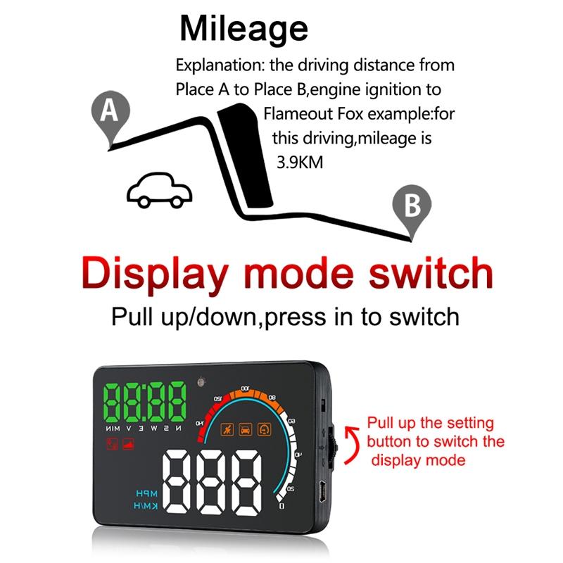 4 Inch Gps Head Up Display Speed Direction Distance Kilometres 7