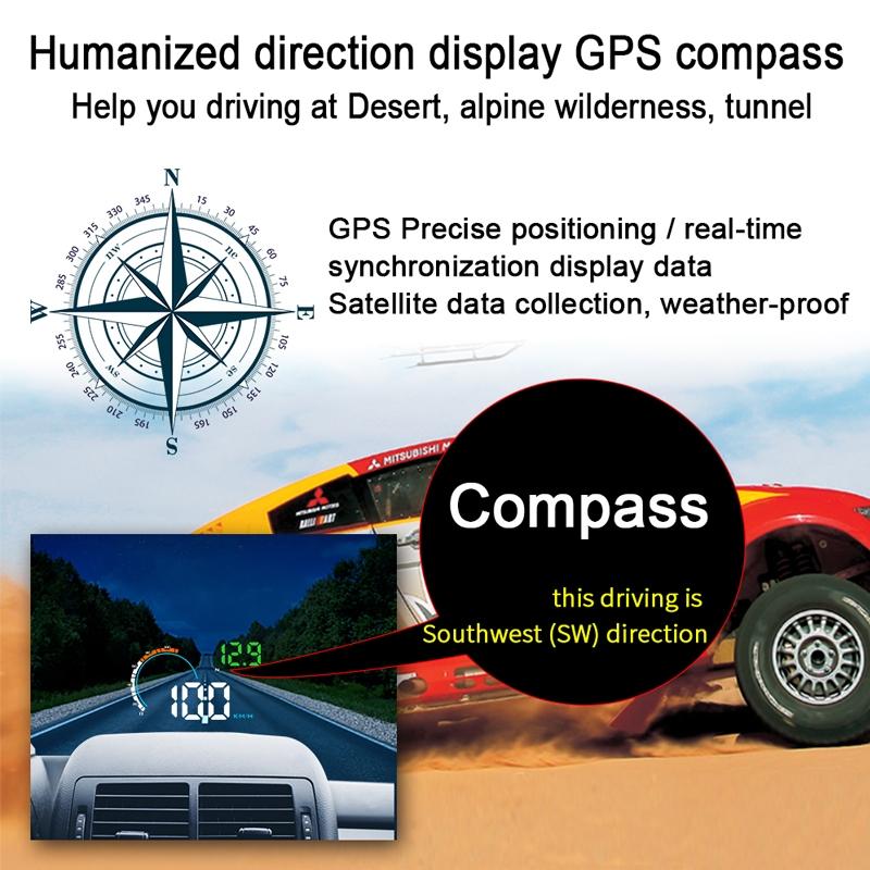4 Inch Gps Head Up Display Speed Direction Distance Kilometres 12