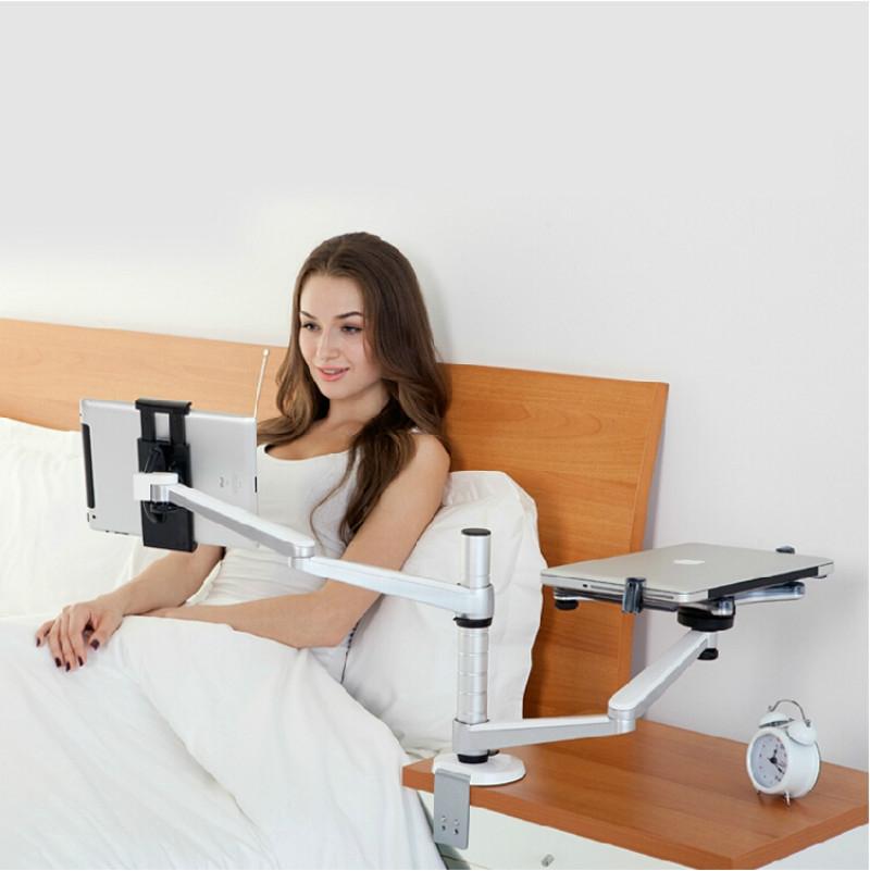 Adjustable Aluminum Double Arm Tablet Stand - Universal Rotation 7