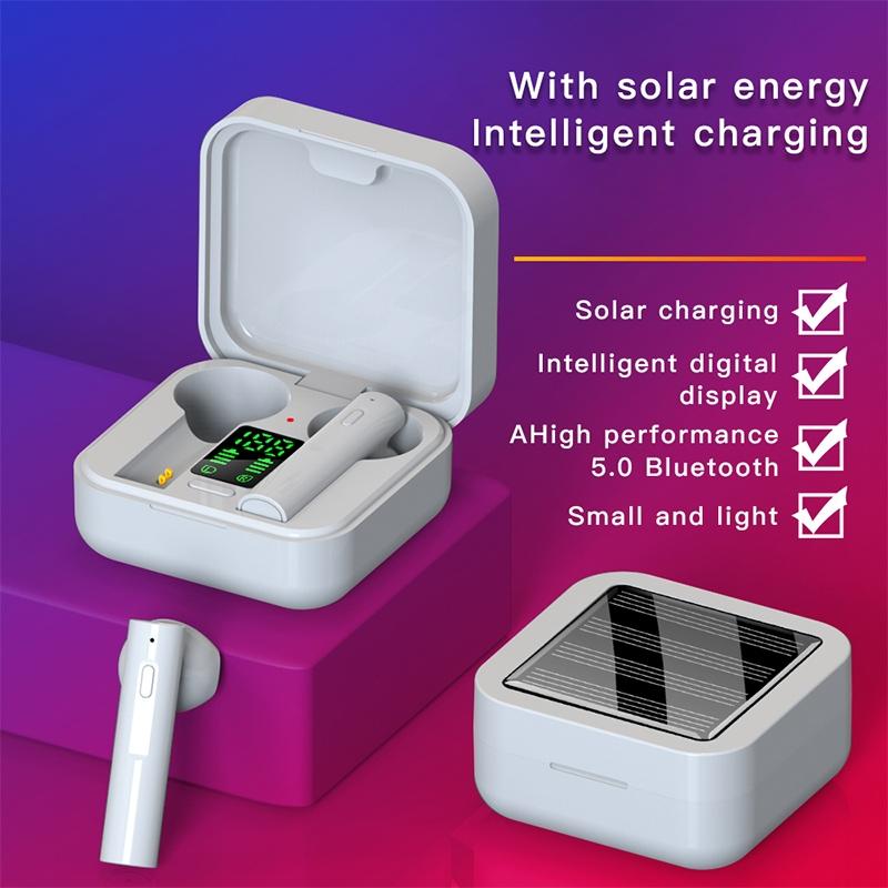 Mini Solar Sport Bluetooth Earphones with Charging Box 12