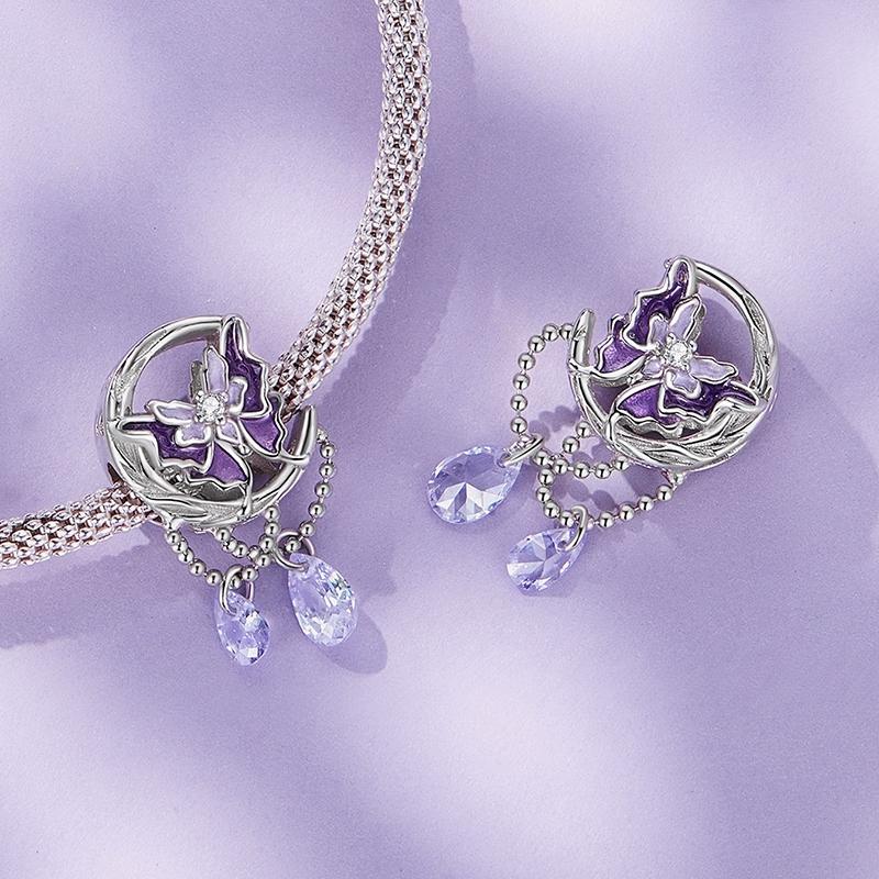 925 Sterling Silver Moon Butterfly Pendant Necklace 4