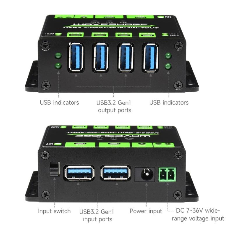 4-Port Usb 3.2 Hub With Dual Host Switching 4