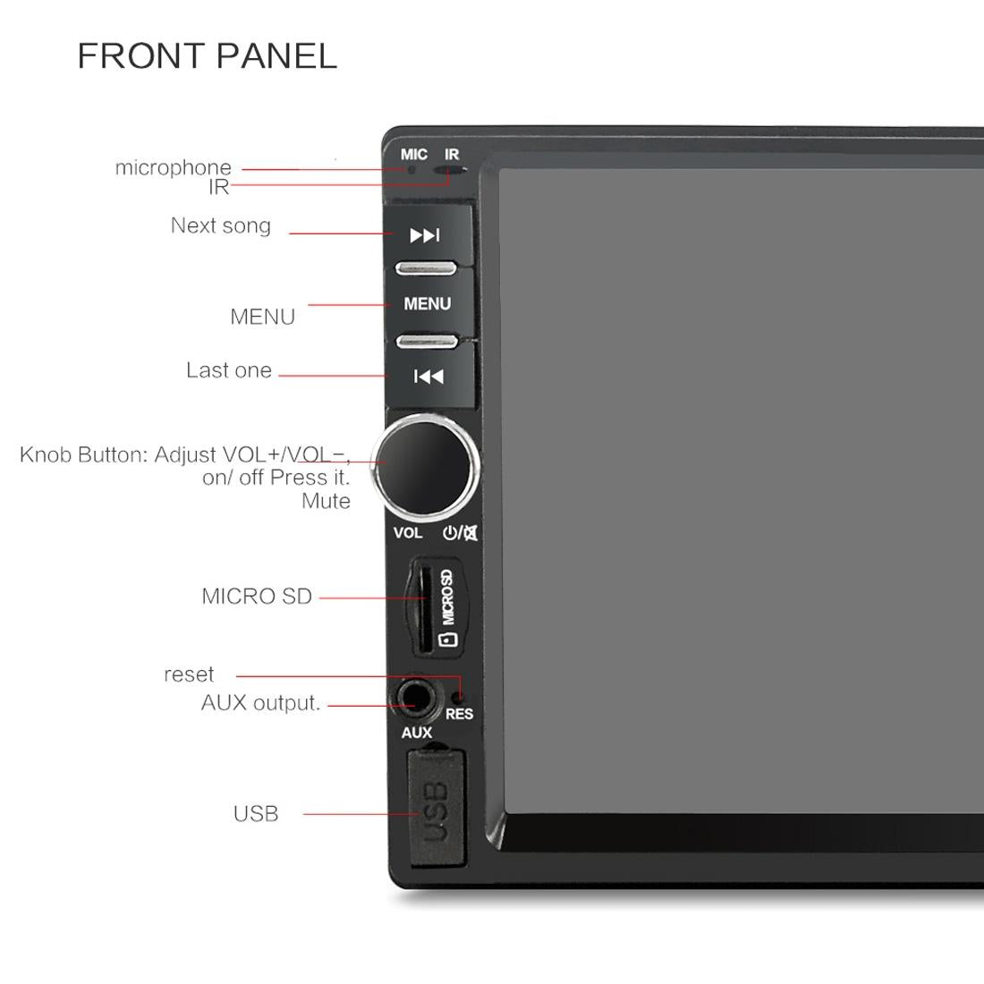 7 Inch Hd Touch Car Radio W / Bluetooth Remote Rearview Camera 6800 Module Fm / Tf / Usb 6