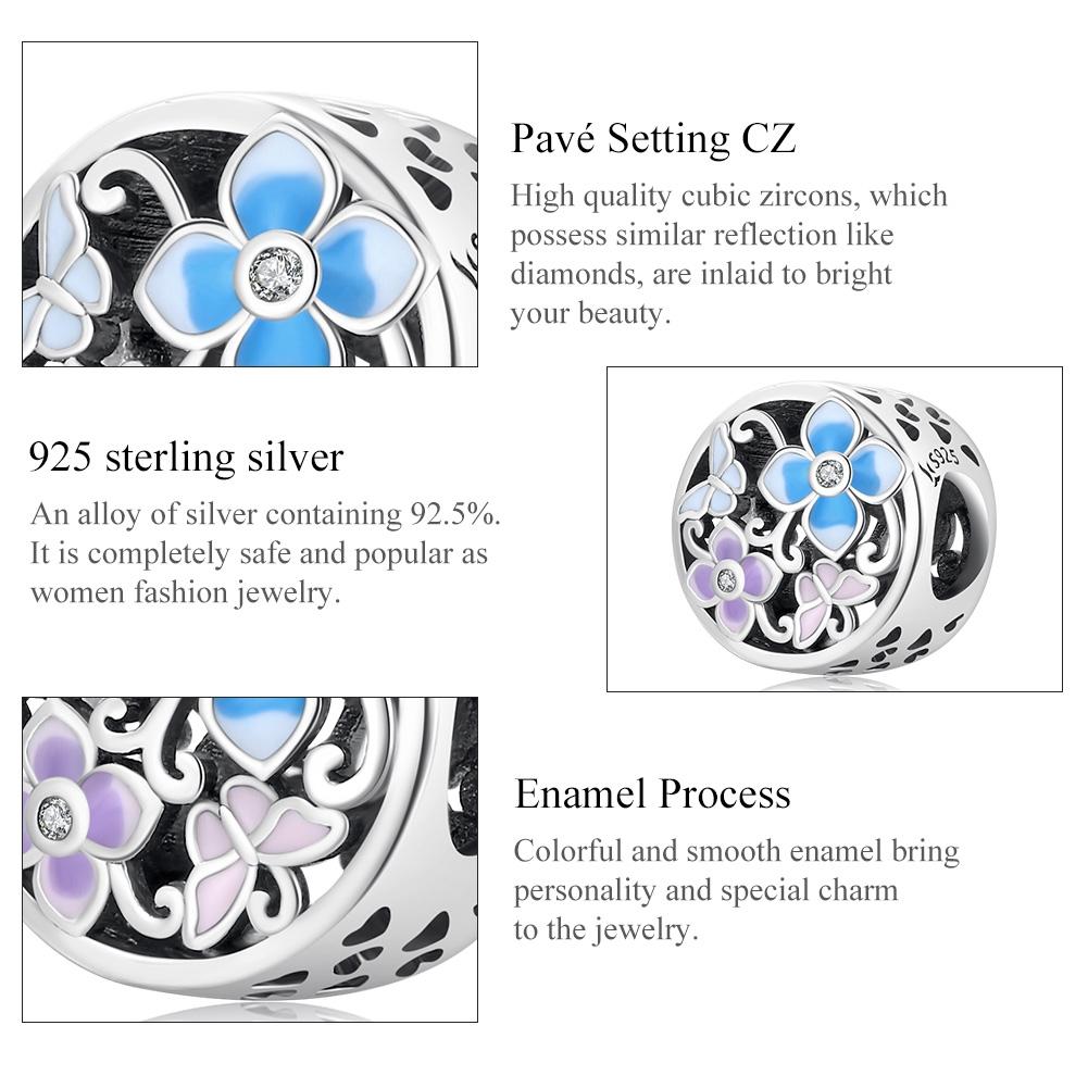 925 Sterling Silver Flower Butterfly Beads For Diy Bracelets & Necklaces 5