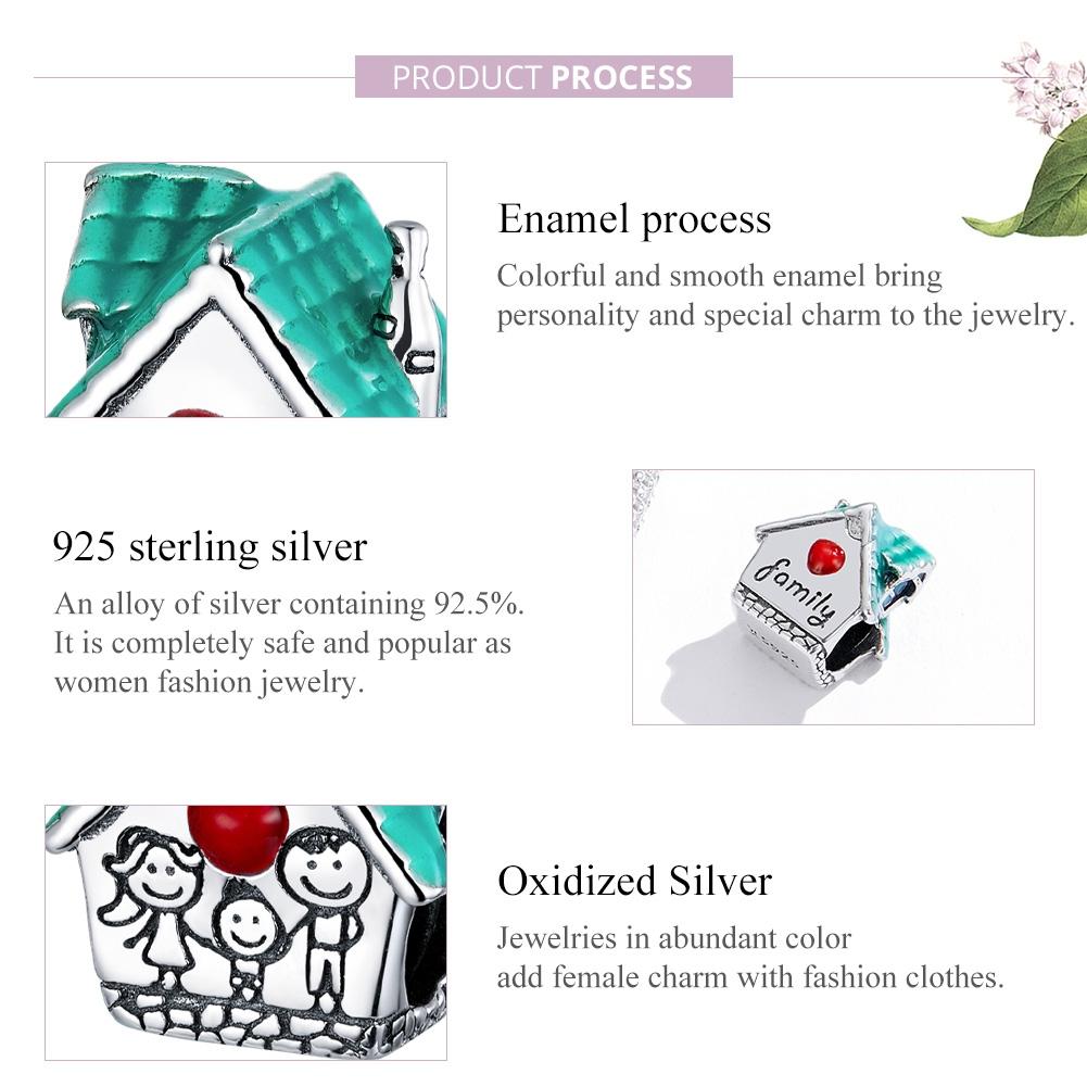 925 Sterling Silver Small House Beads For Diy Bracelets & Necklaces 5