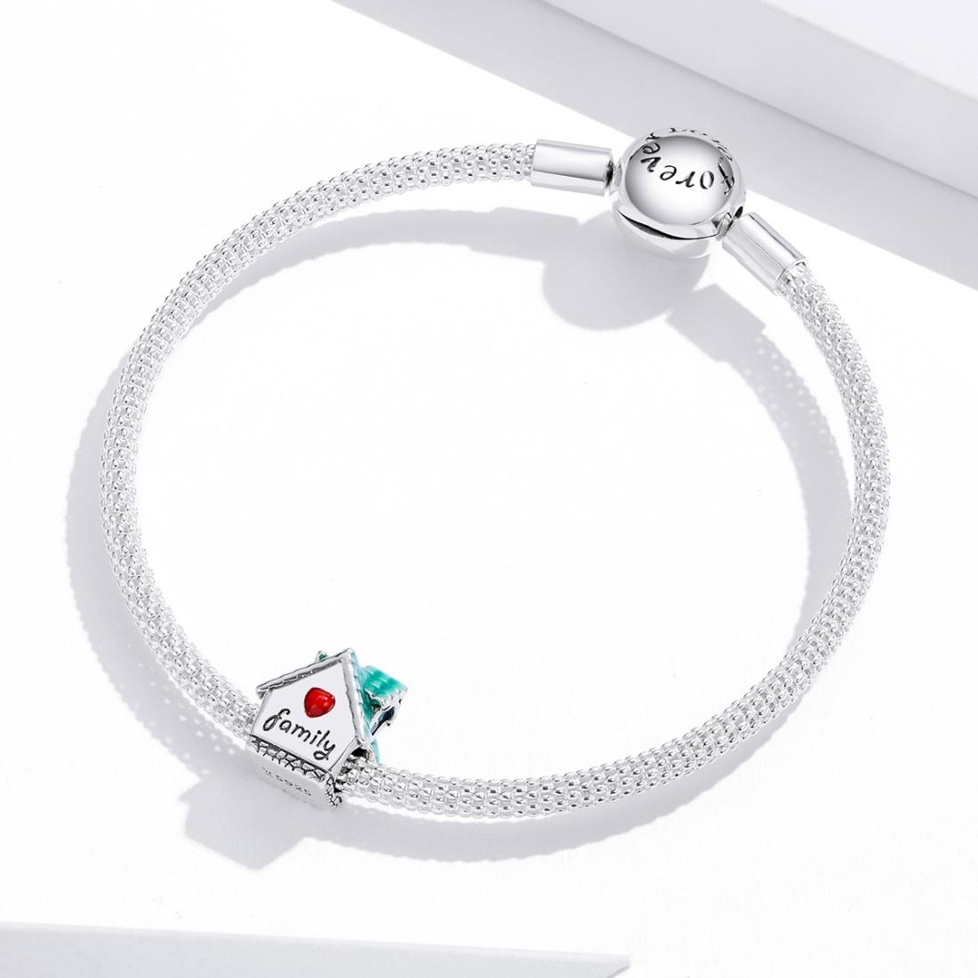 925 Sterling Silver Small House Beads For Diy Bracelets & Necklaces 8
