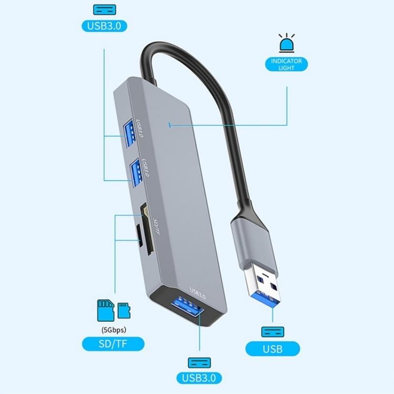 3 Usb 3.0 + 2 Card Reader Slots Multi-Port Hub 4
