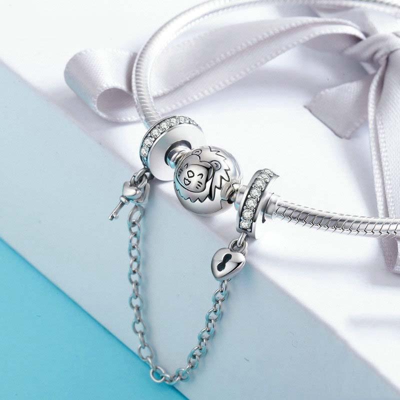 925 Sterling Silver Stackable Heart Pendant Safety Chain In 7