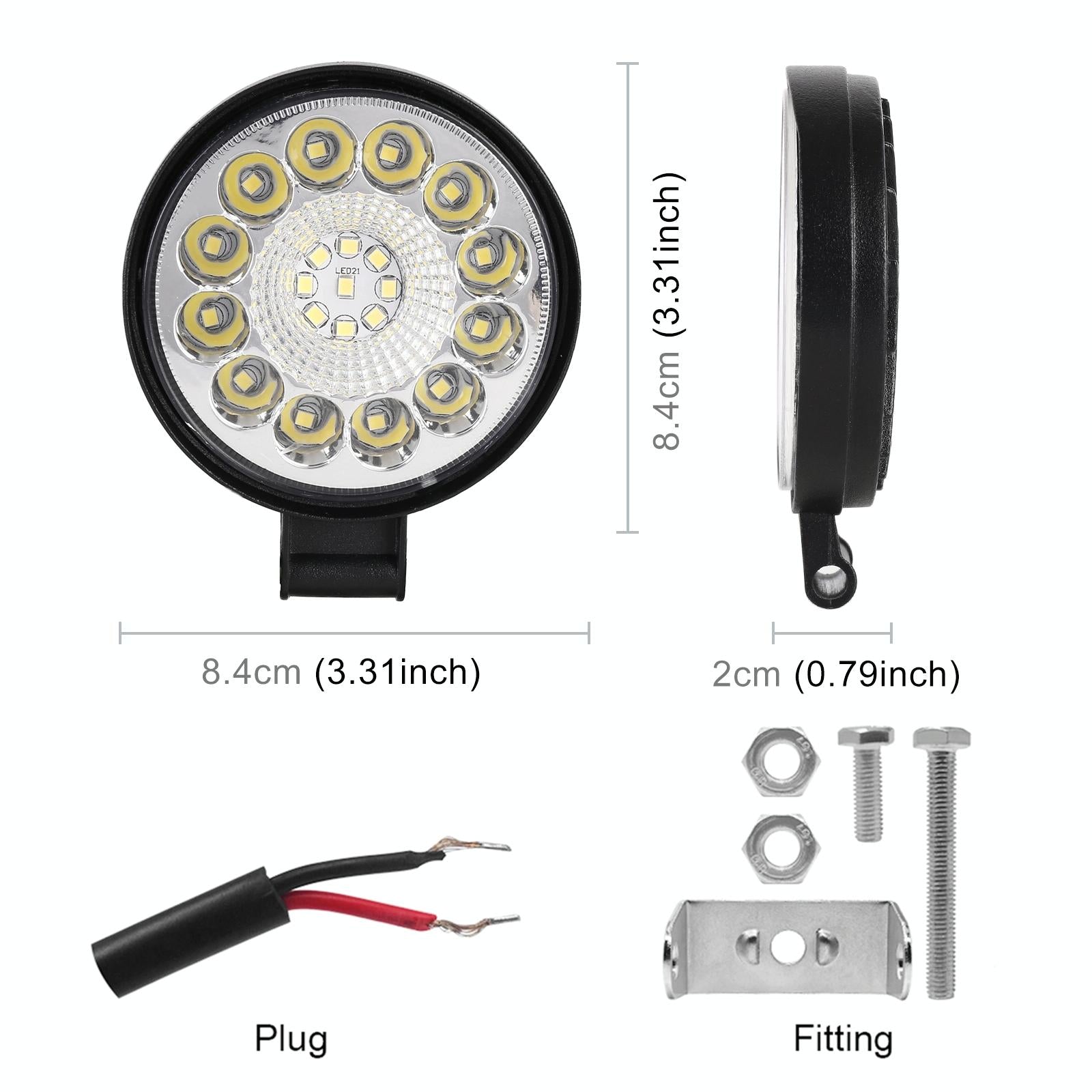 Car Round Work Light With 21Leds Smd - 2835 Lamp Beads 3