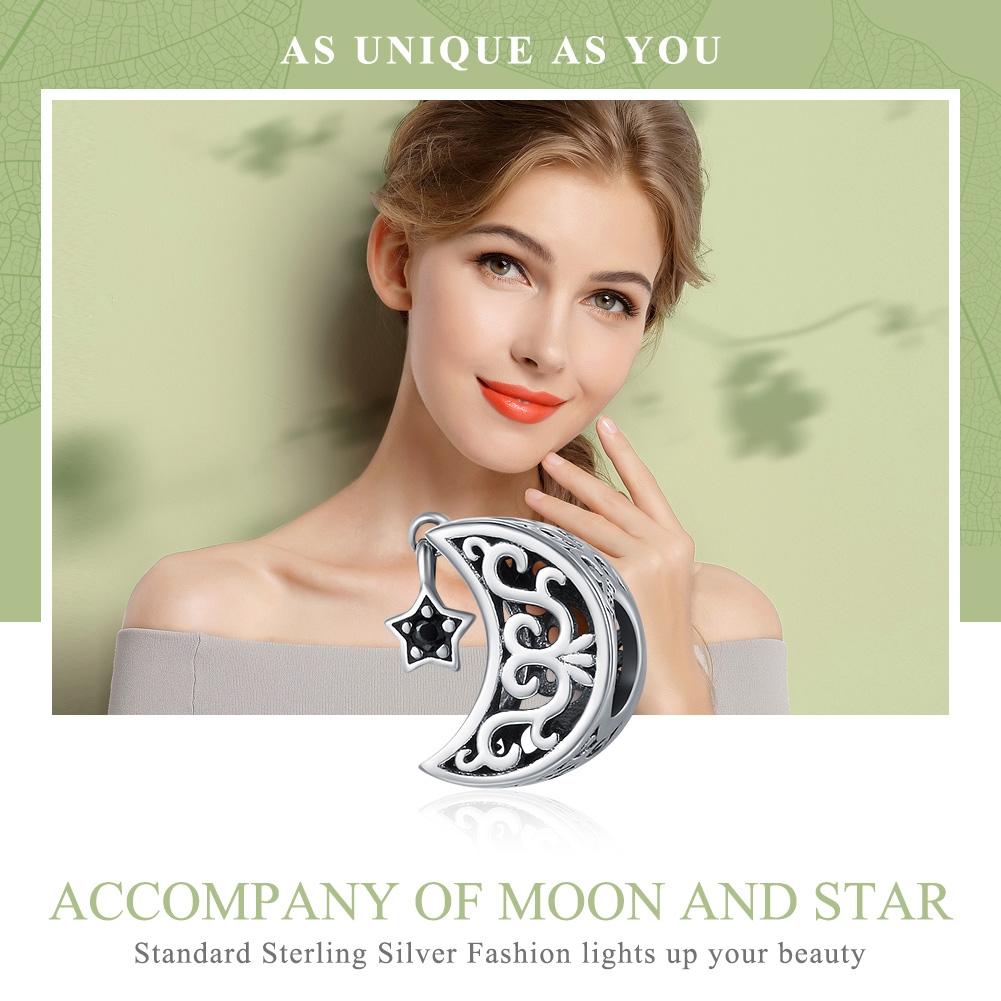925 Sterling Silver Diy Star & Moon Bead 4