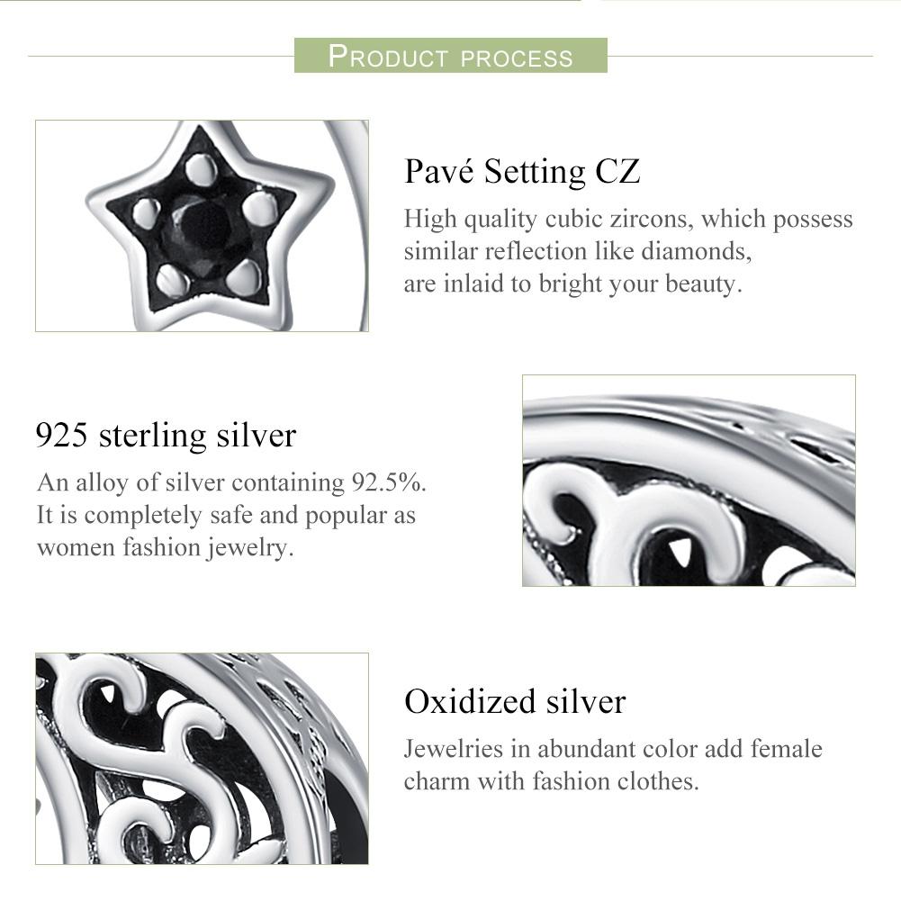 925 Sterling Silver Diy Star & Moon Bead 5