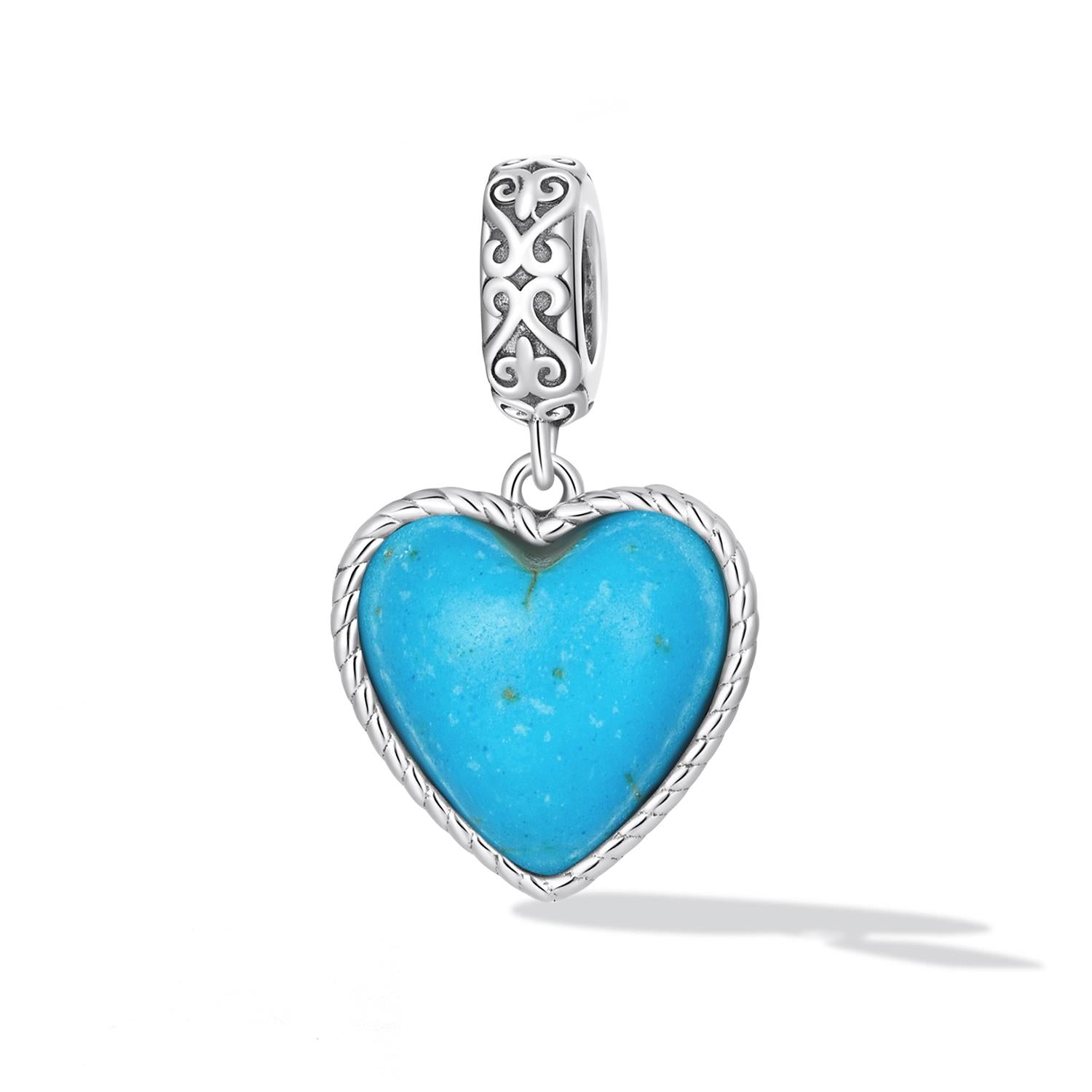 925 Sterling Silver Turquoise Heart Pendant For Diy Bracelets & Necklaces 3