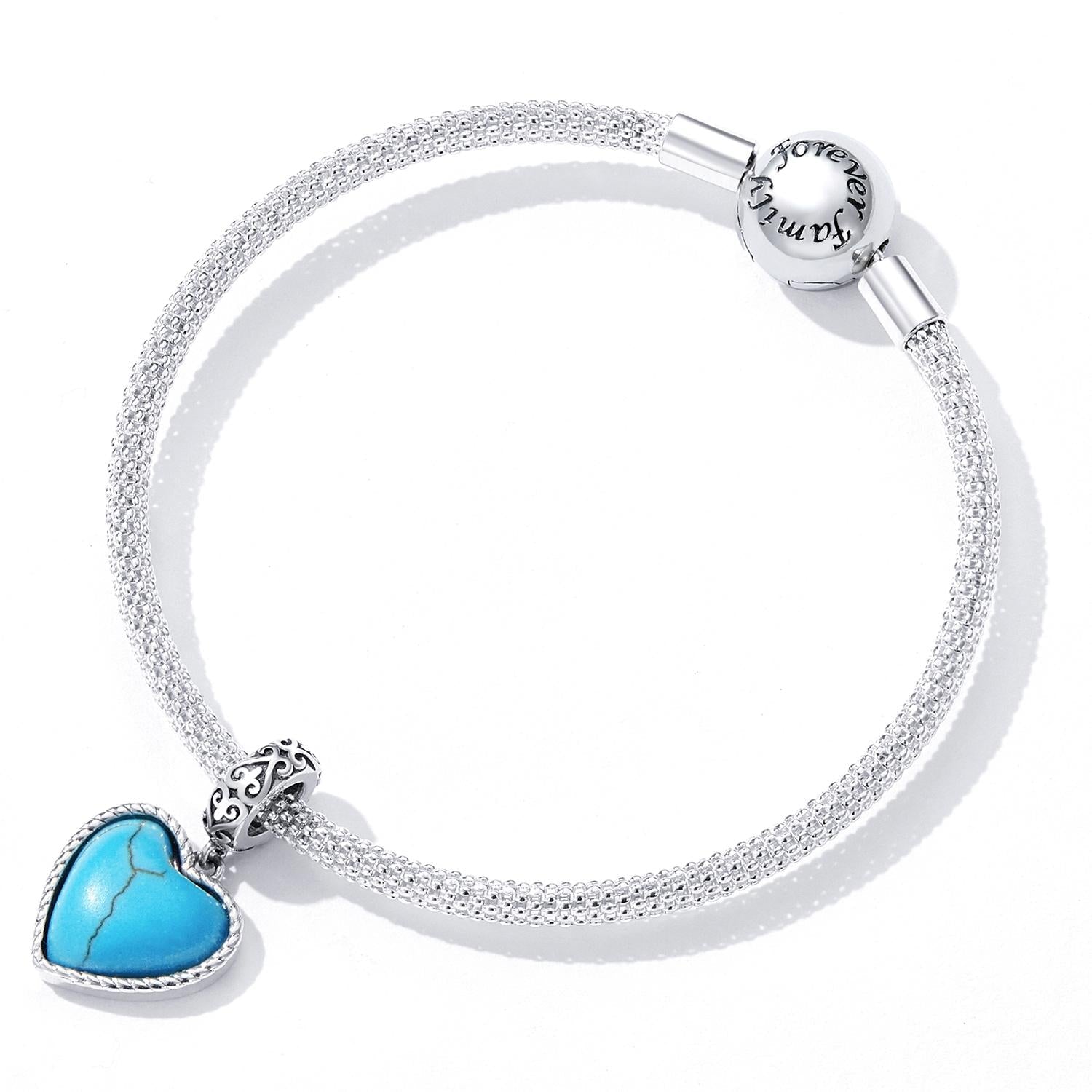 925 Sterling Silver Turquoise Heart Pendant For Diy Bracelets & Necklaces 7