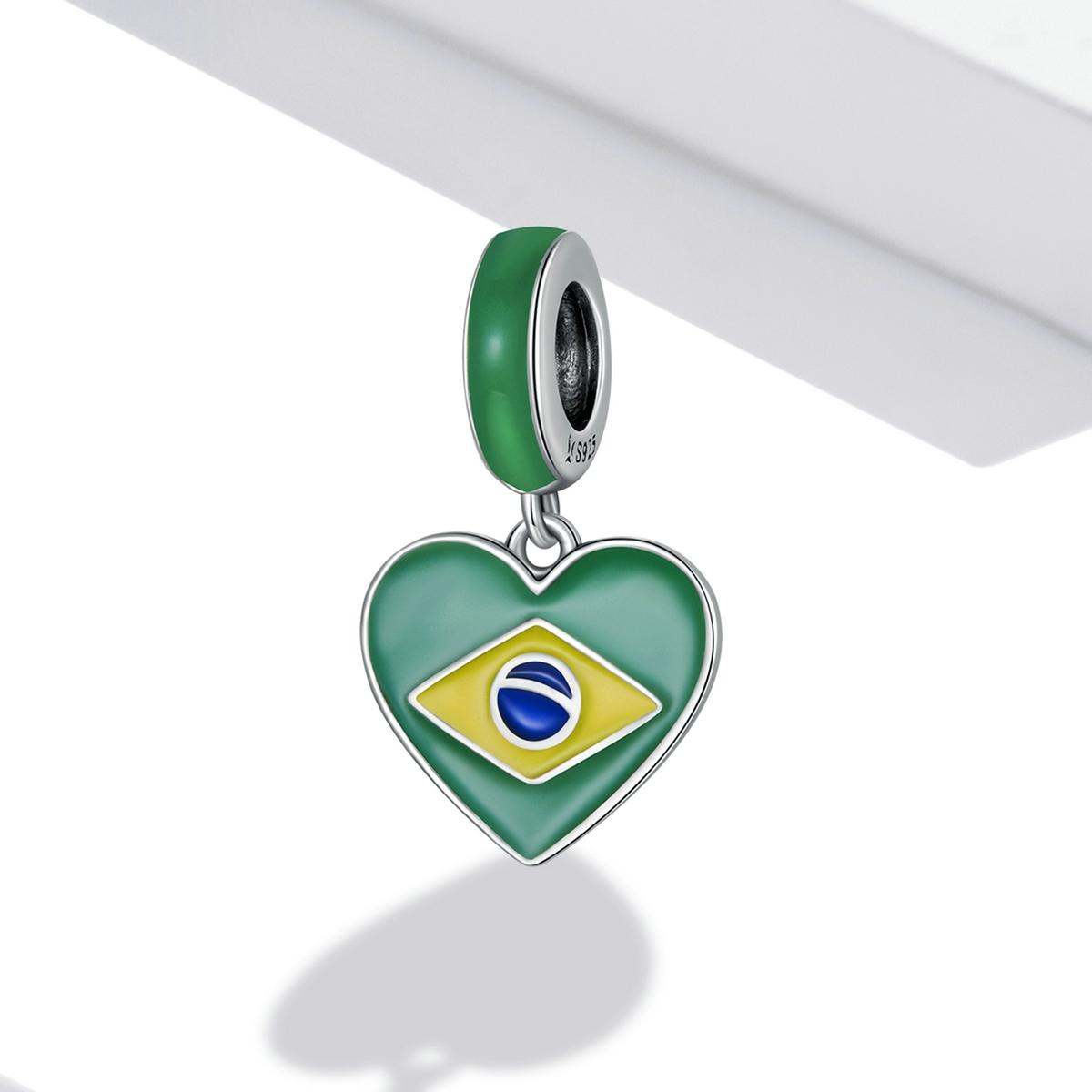 925 Sterling Silver Brazilian Flag Pendant Bracelet / Necklace Accessory 3