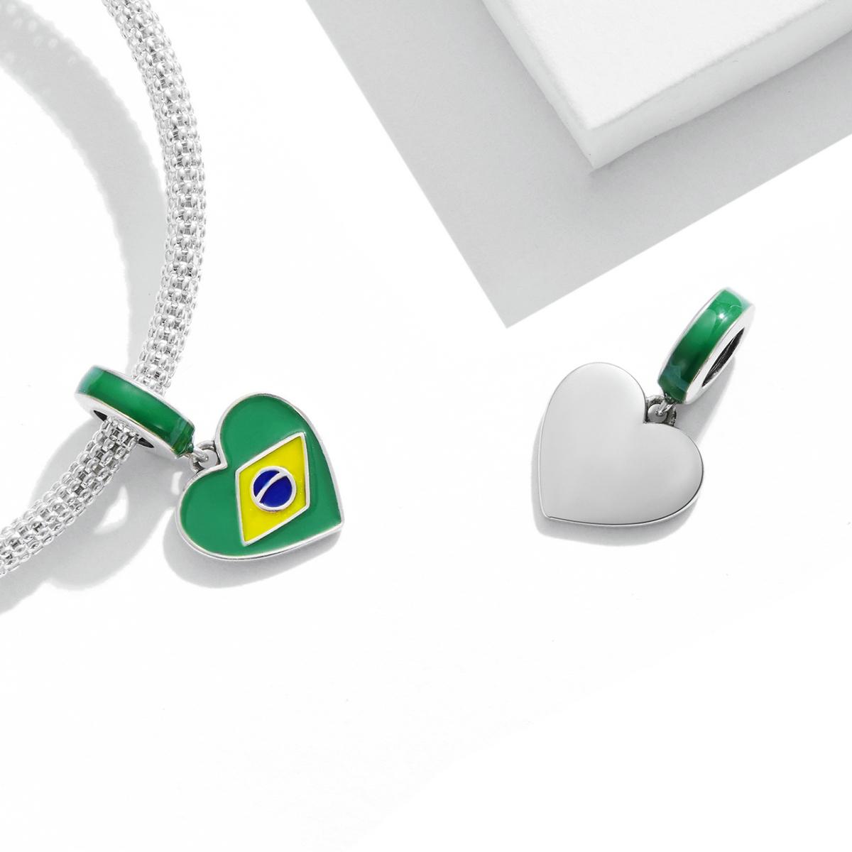 925 Sterling Silver Brazilian Flag Pendant Bracelet / Necklace Accessory 5