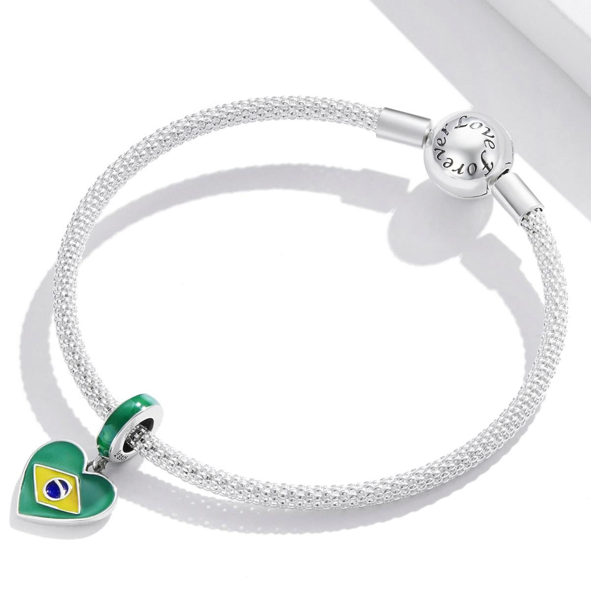 925 Sterling Silver Brazilian Flag Pendant Bracelet / Necklace Accessory 6