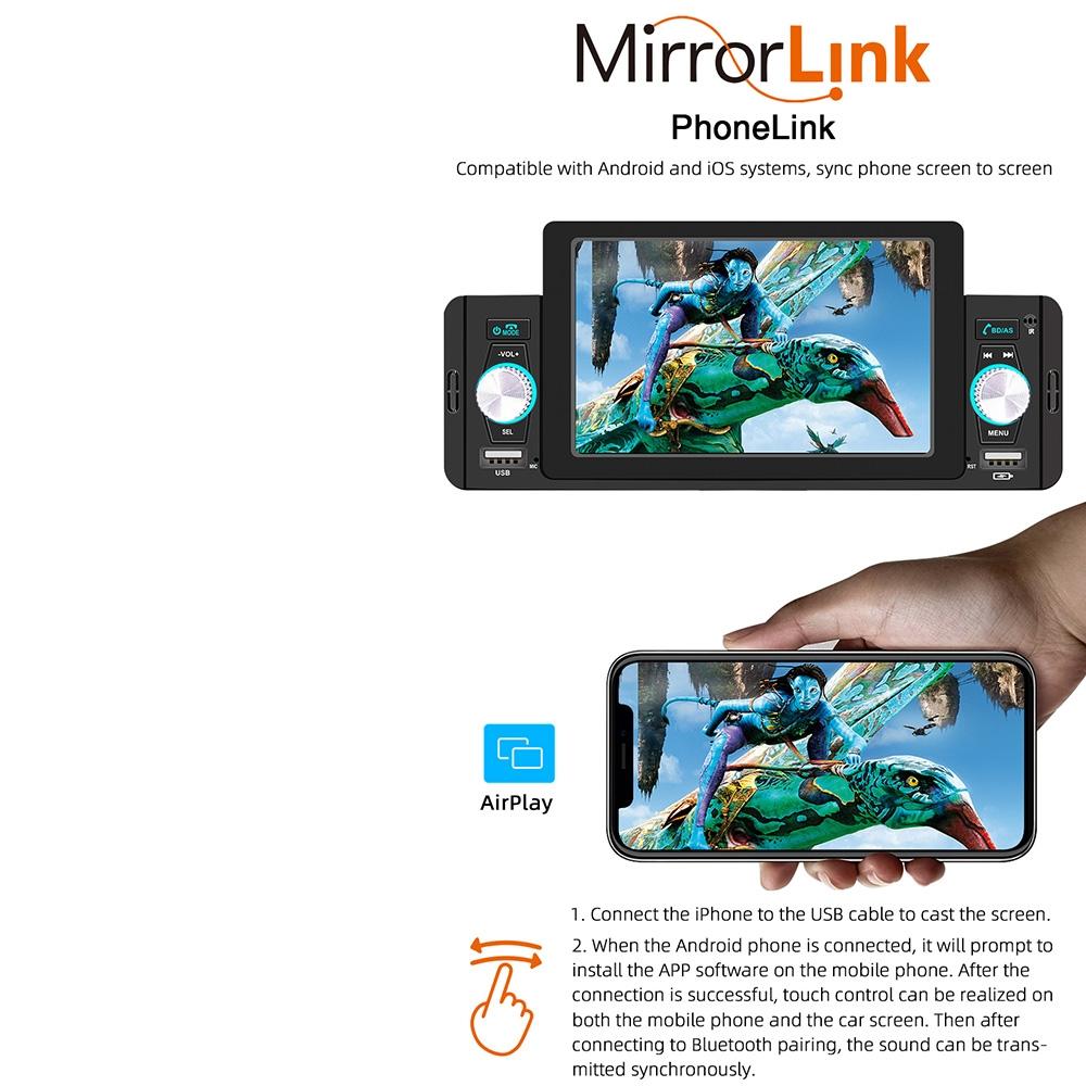 5 Inch Car Bluetooth Mp5 Inch Player - Phone Mirror Link Steering Wheel Control 5