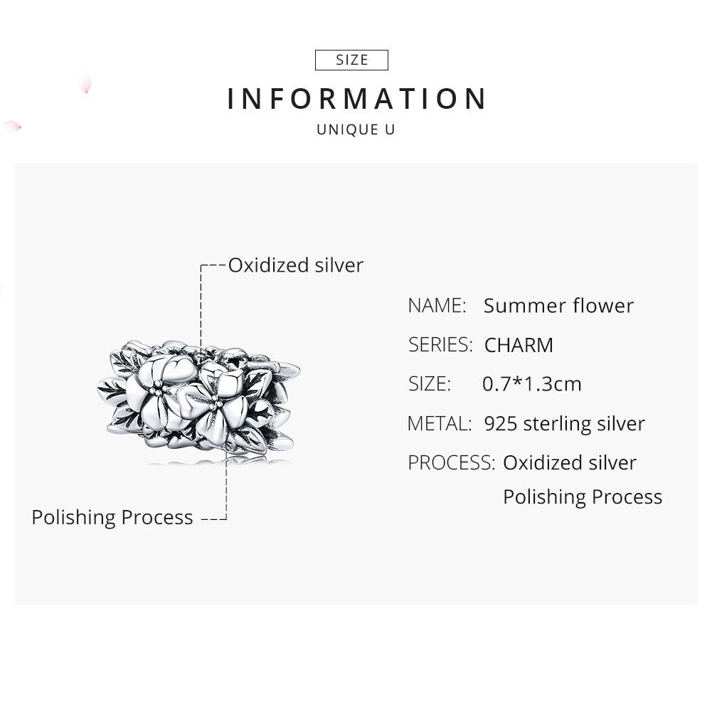 925 Sterling Silver Flower Bead Bracelet & Necklace Set 6