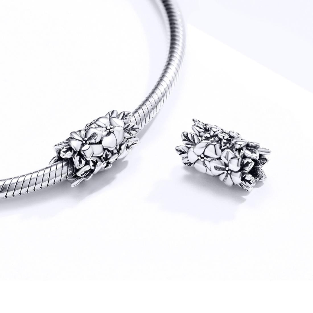 925 Sterling Silver Flower Bead Bracelet & Necklace Set 7