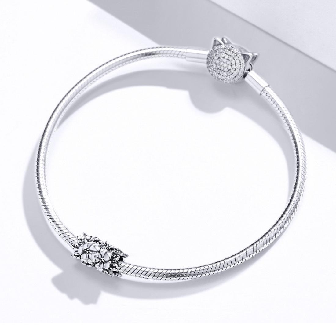 925 Sterling Silver Flower Bead Bracelet & Necklace Set 8