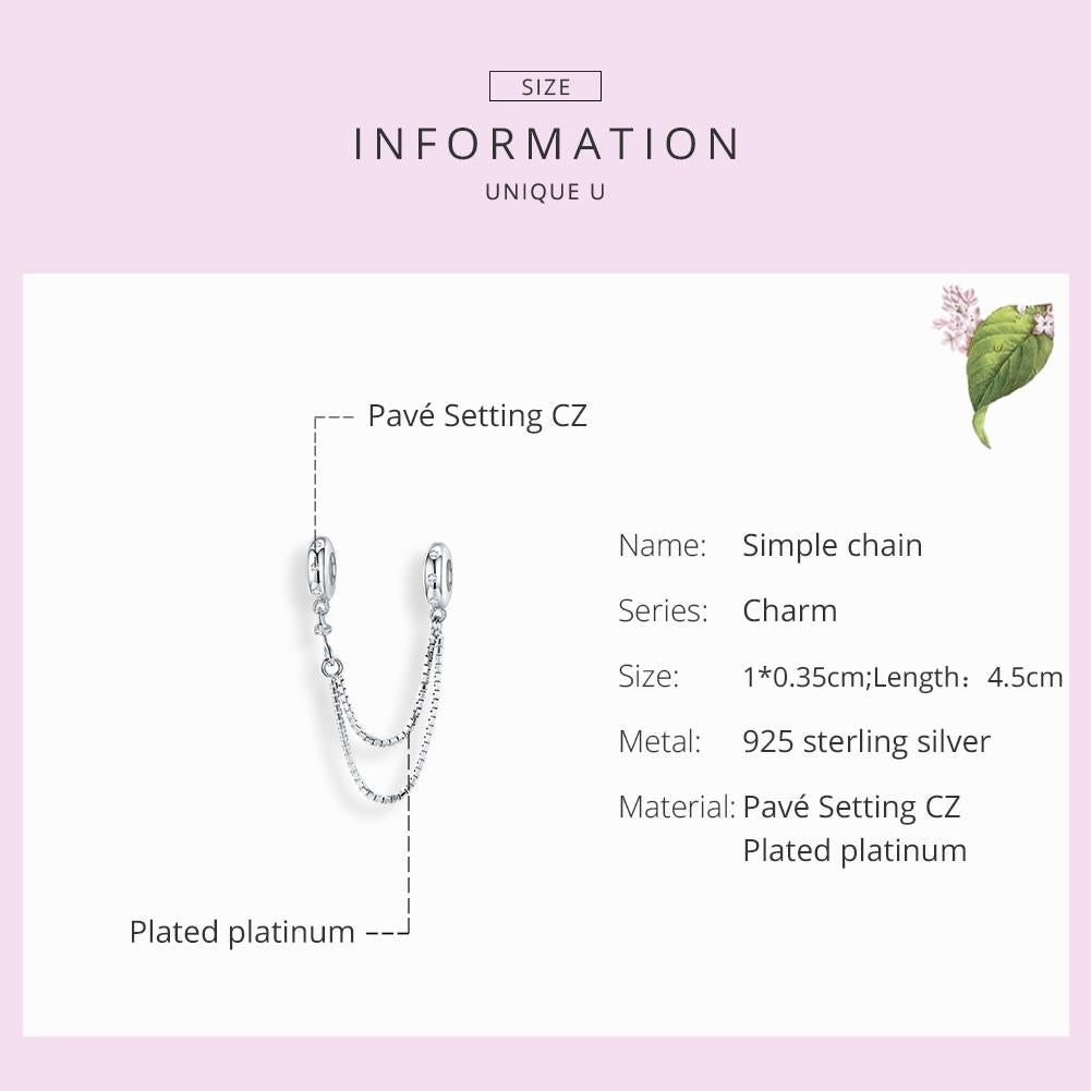 925 Sterling Silver Simple Safety Chain For Diy Bracelets 6