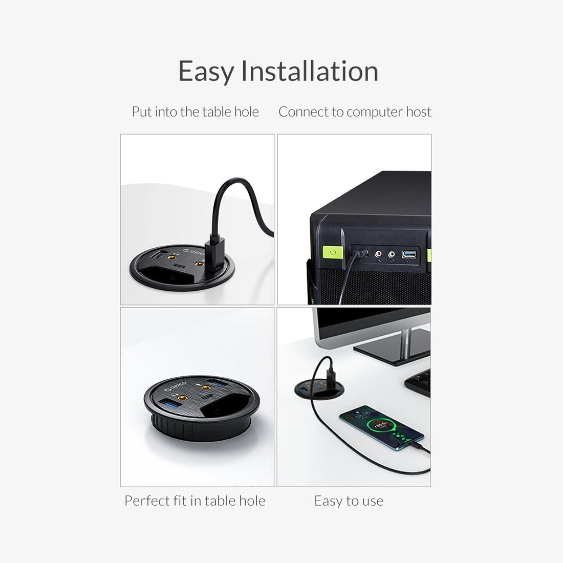 Multi-Function Desktop Power Grommet Hub 6