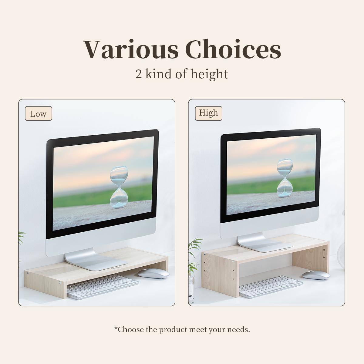 Wood Grain 2-tier Monitor Stand with Partition 4