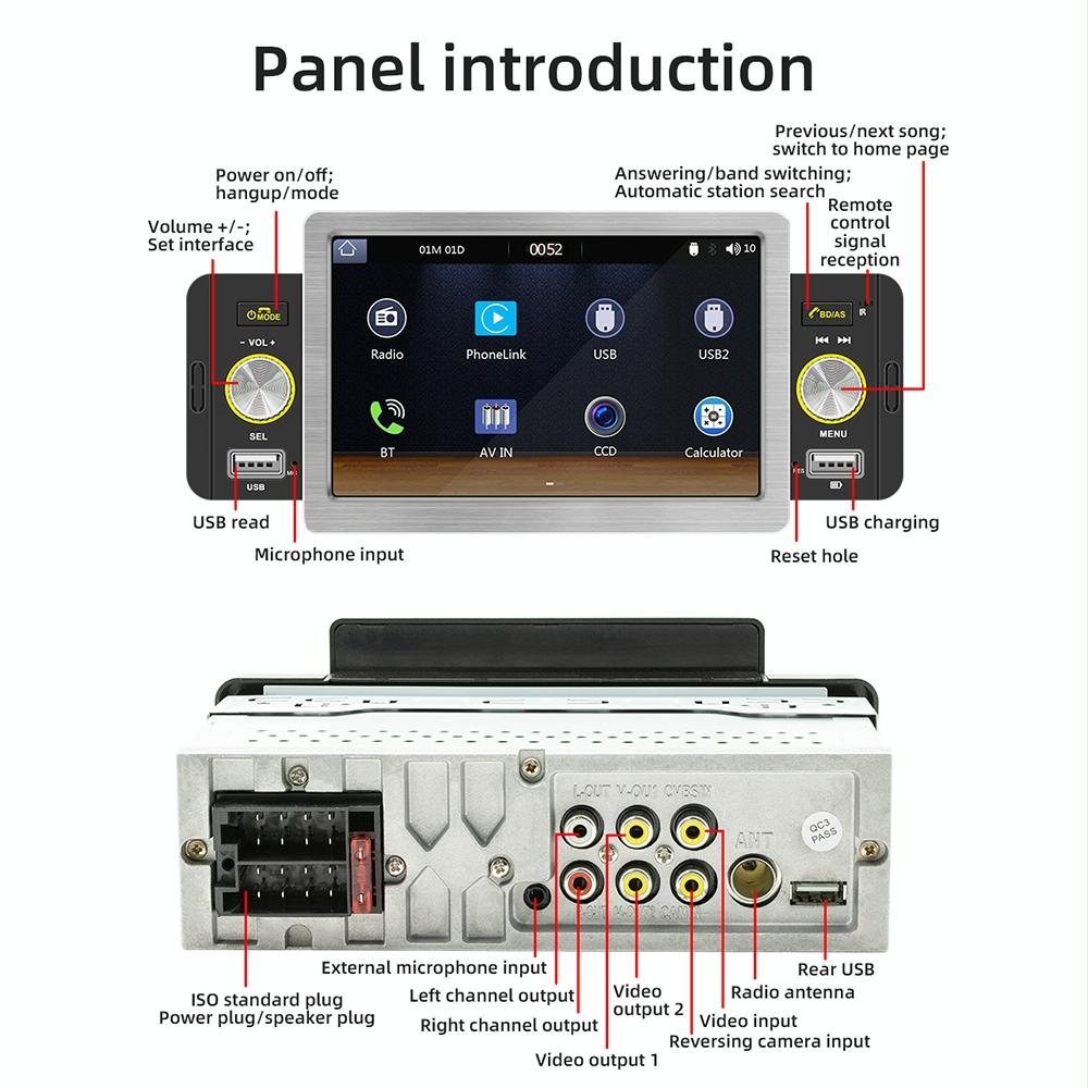 5 Inch Allwinner Melis F133 Car Mp5 Inch Player - Carplay Bt Usb Fm 10