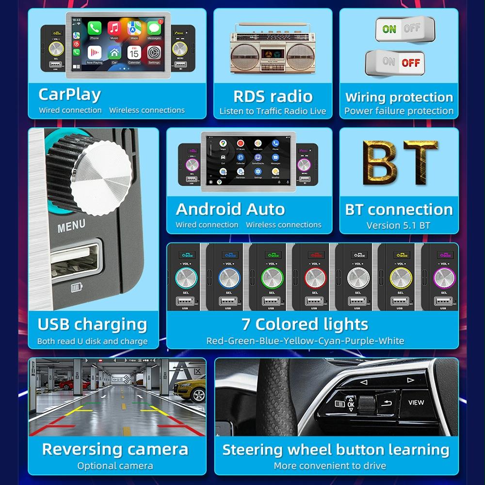 5 Inch Allwinner Melis F133 Car Mp5 Inch Player - Carplay Bt Usb Fm 13
