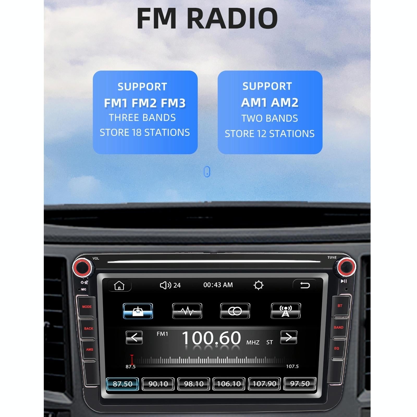 8 Inch Car Mp5 Audio Player Bluetooth / Fm / Sd / Aux / Mirrorlink For Volkswagen 3