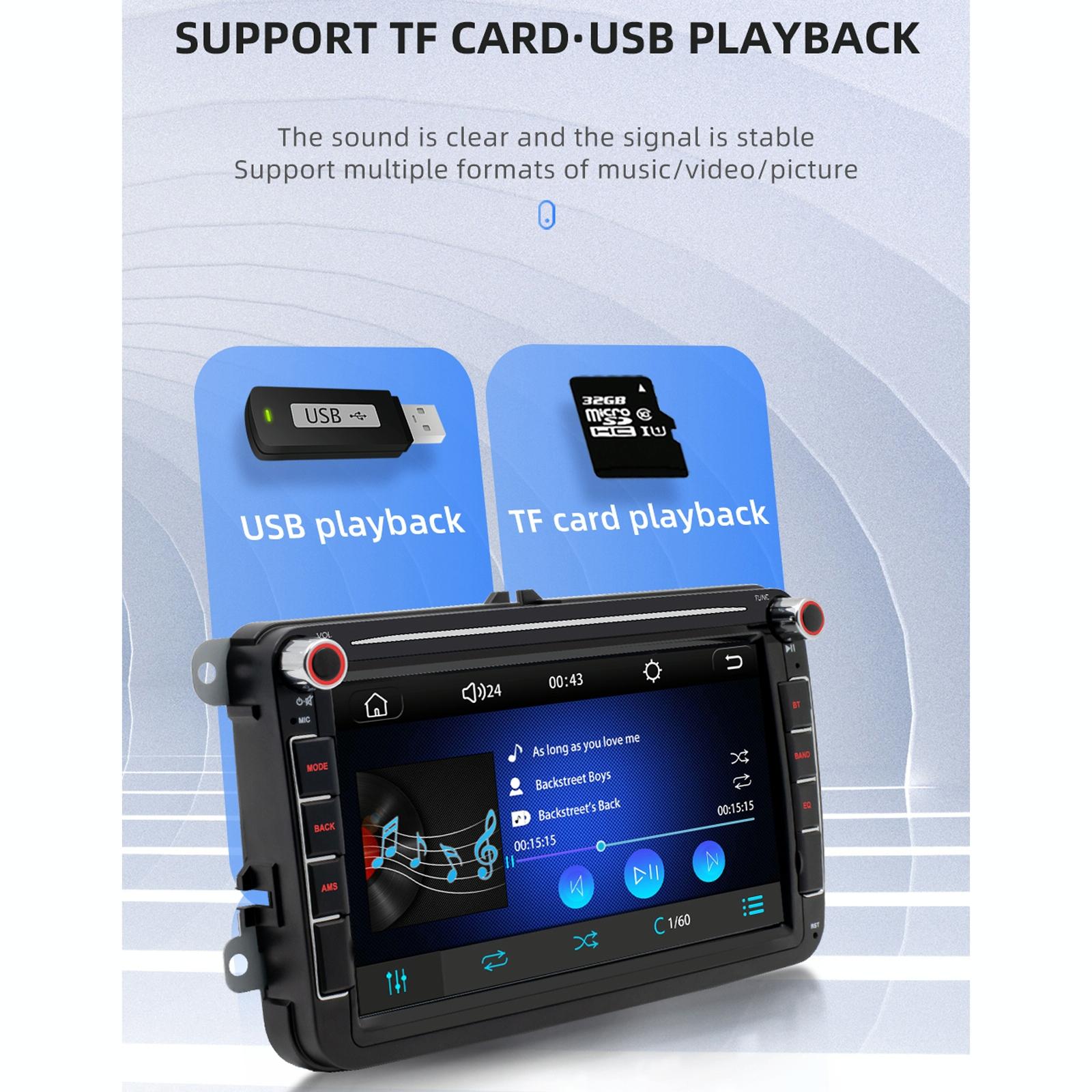 8 Inch Car Mp5 Audio Player Bluetooth / Fm / Sd / Aux / Mirrorlink For Volkswagen 5