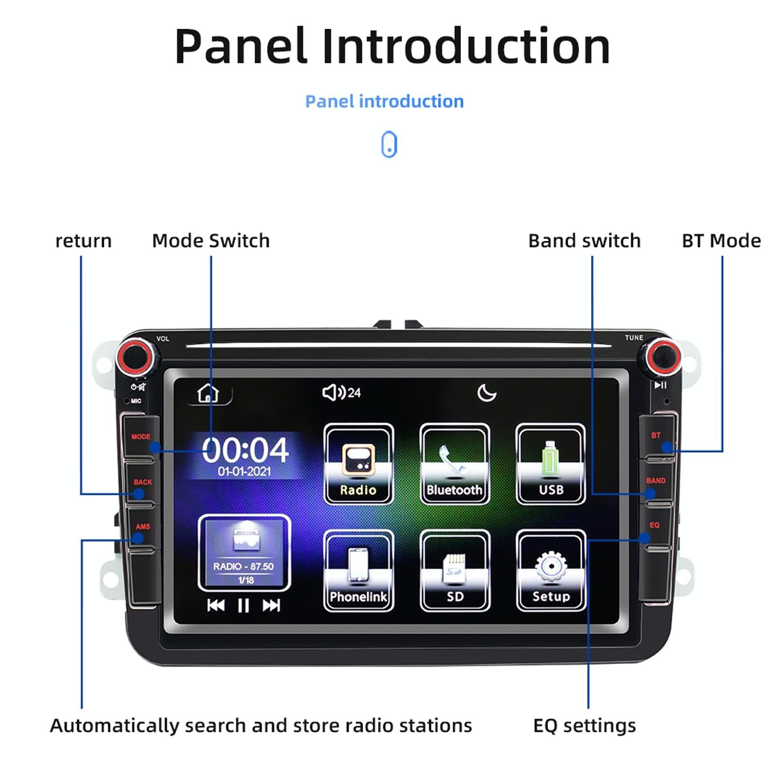 8 Inch Car Mp5 Audio Player Bluetooth / Fm / Sd / Aux / Mirrorlink For Volkswagen 11
