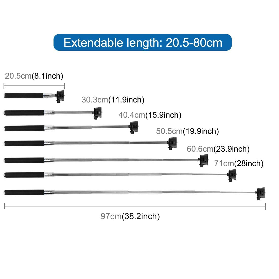 Extendable Selfie Monopod for Action Cameras - 22.5-80cm Length 11
