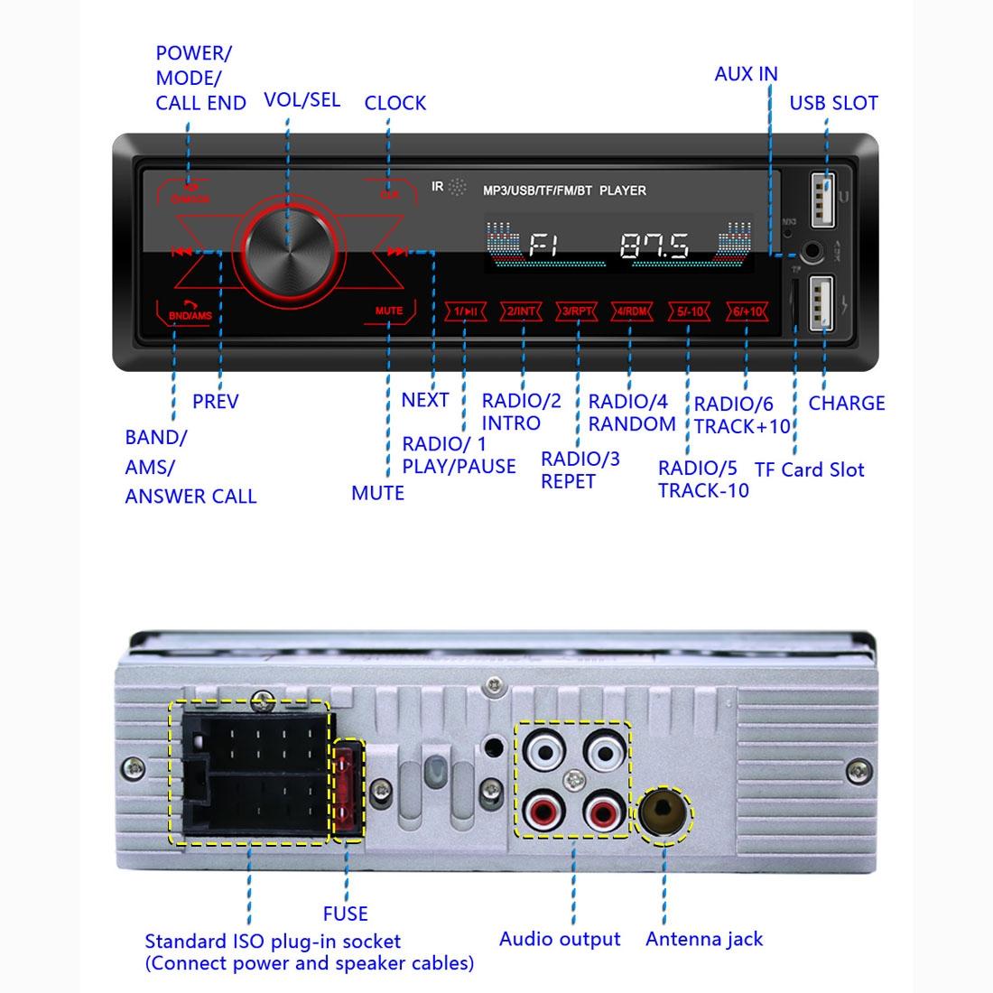 12V Car Radio Receiver Mp3 Player - Bluetooth Fm Usb Sd Card - Hands-Free Calling 6