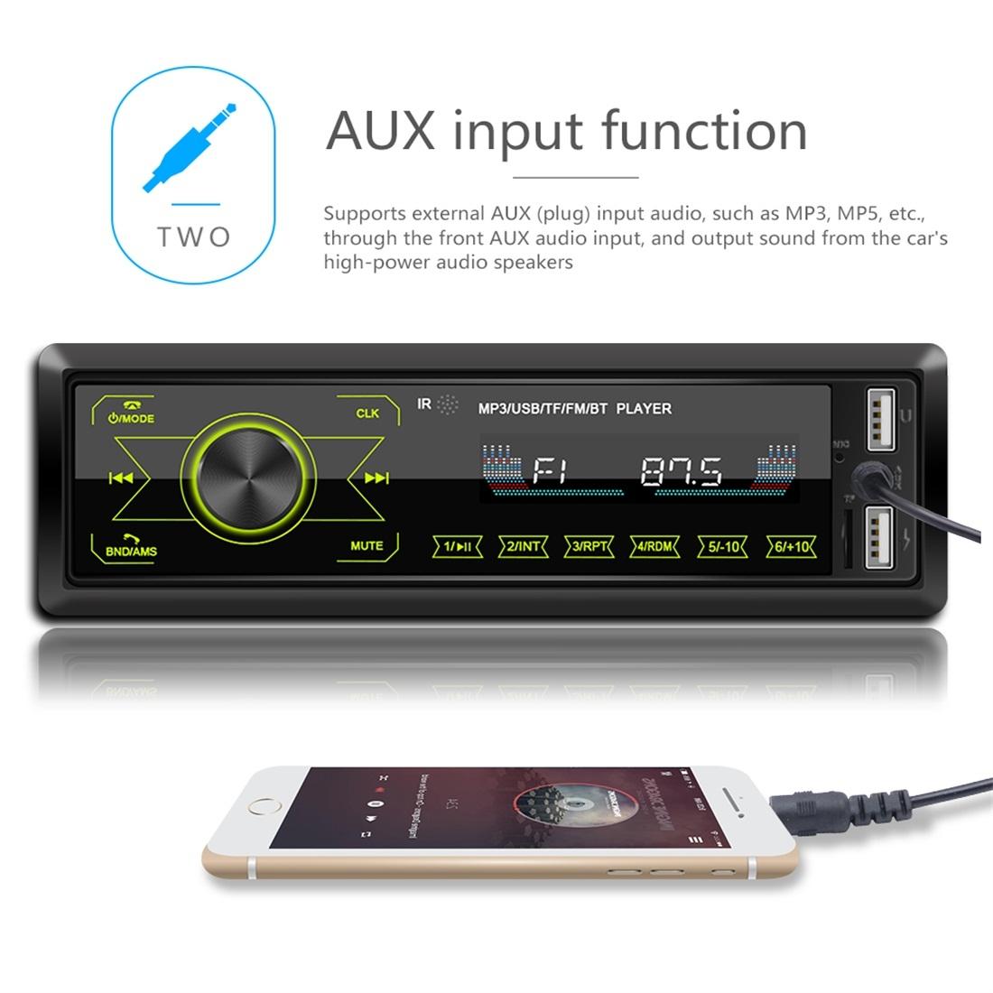12V Car Radio Receiver Mp3 Player - Bluetooth Fm Usb Sd Card - Hands-Free Calling 12