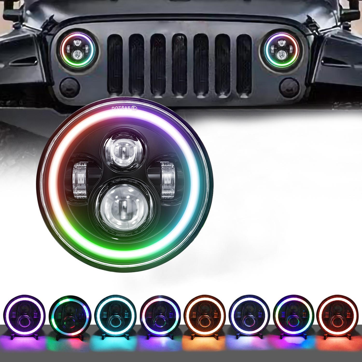 7 Inch Car Colorful Round Angel Eye Headlight 4