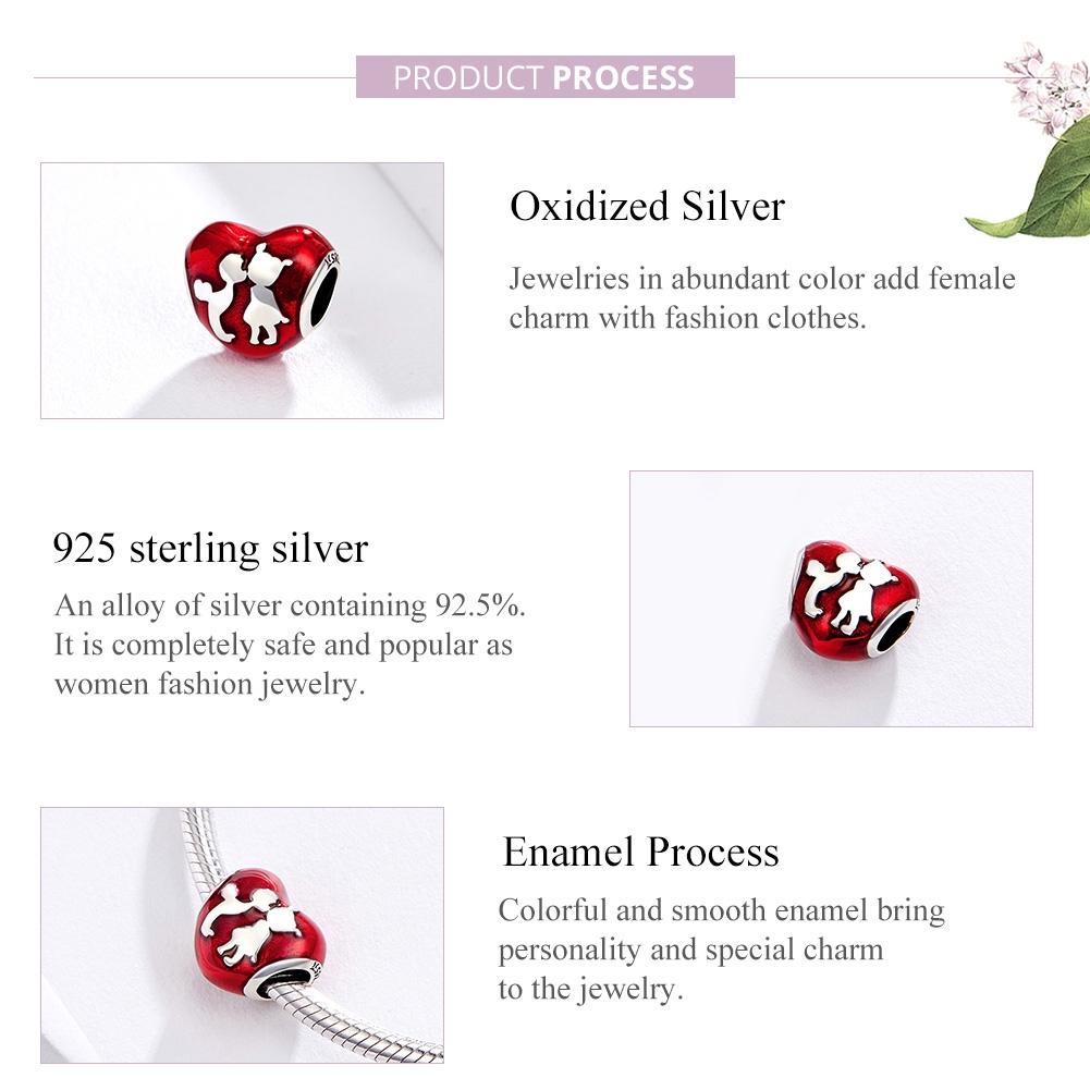 925 Sterling Silver Red Heart Diy Bracelet / Necklace Set 6