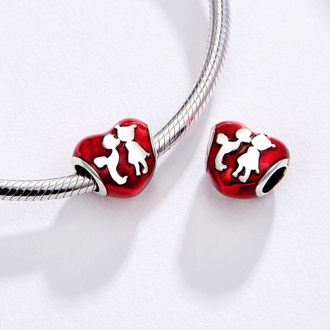 925 Sterling Silver Red Heart Diy Bracelet / Necklace Set 7