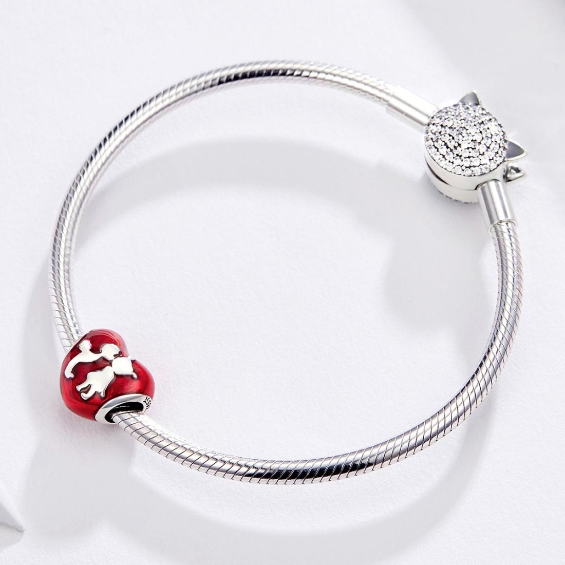 925 Sterling Silver Red Heart Diy Bracelet / Necklace Set 8