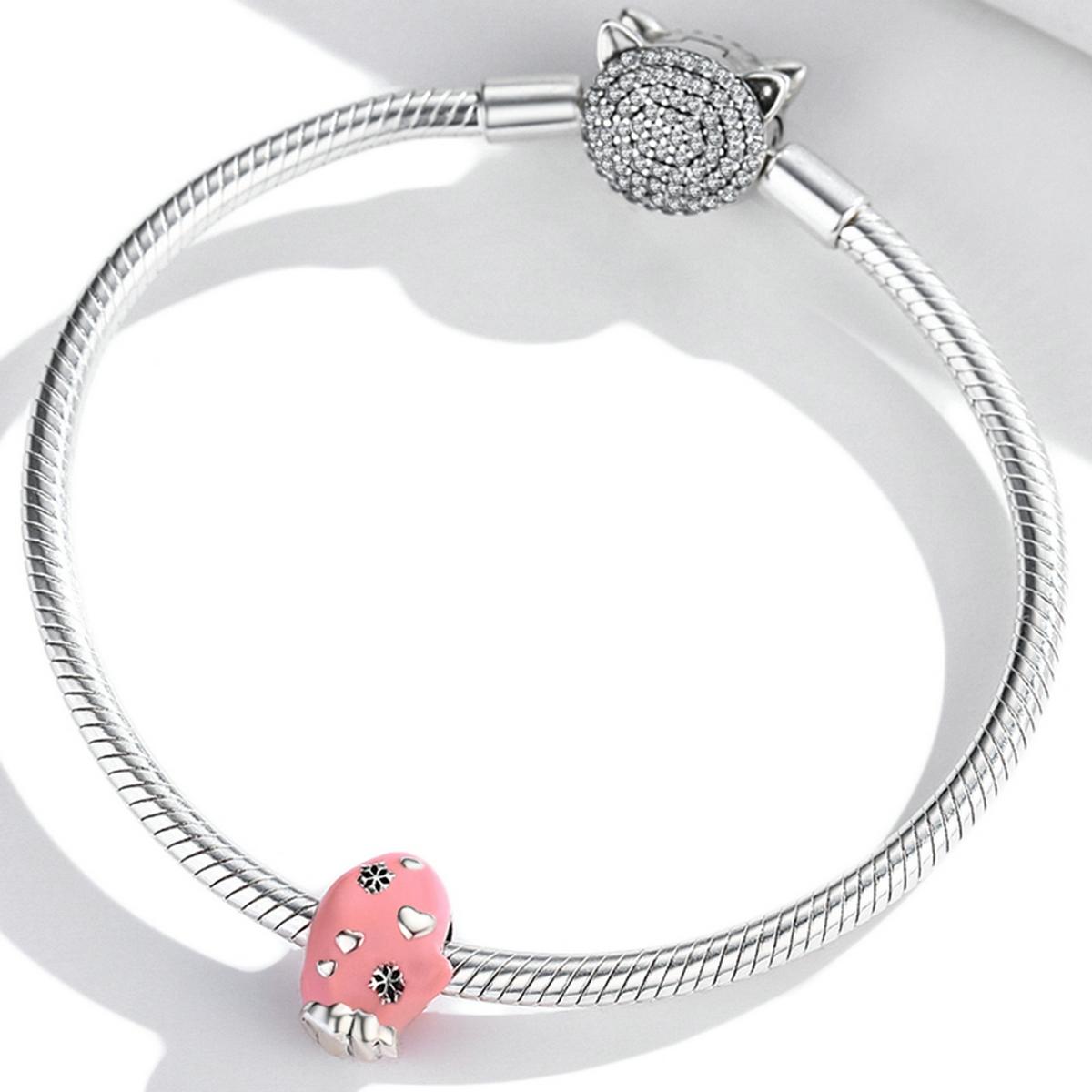 925 Sterling Silver Diy Pink Beaded Bracelet / Necklace Set 7