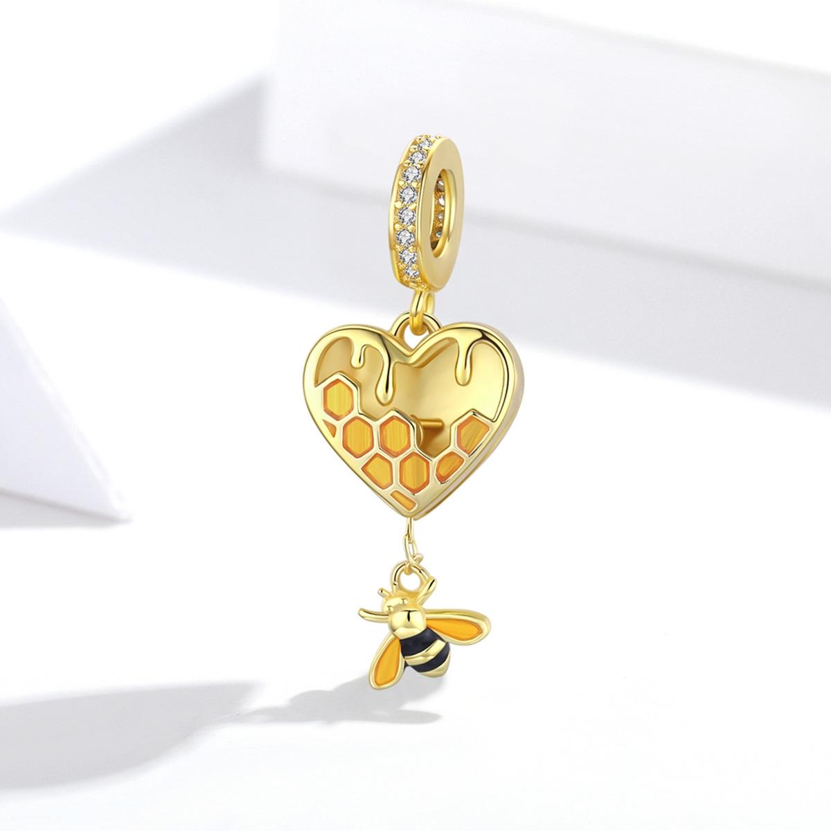 925 Sterling Silver Heart Honeycomb Bee Pendant For Bracelet Or Necklace 3