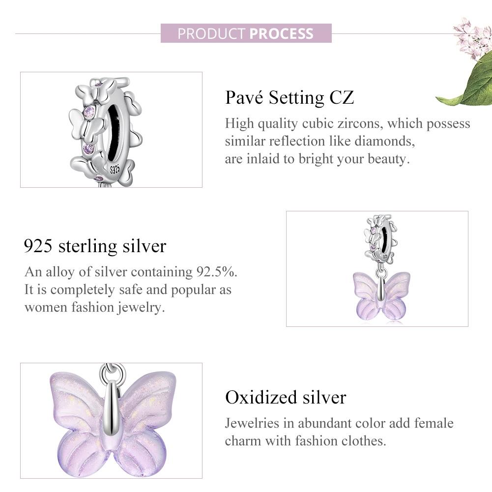 925 Sterling Silver Glazed Butterfly Pendant For Diy Bracelets & Necklaces 4