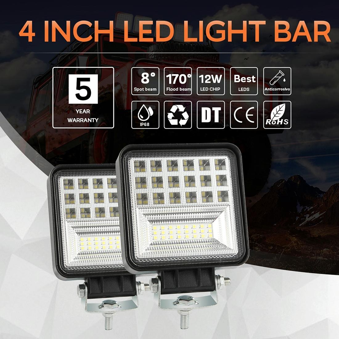 2 Pcs 4 Inch 20W Spot / Flood Light White Light Square - Shaped Waterproof Car Suv Work Lights Spotlight Led Bulbs Dc 9 - 30V 5