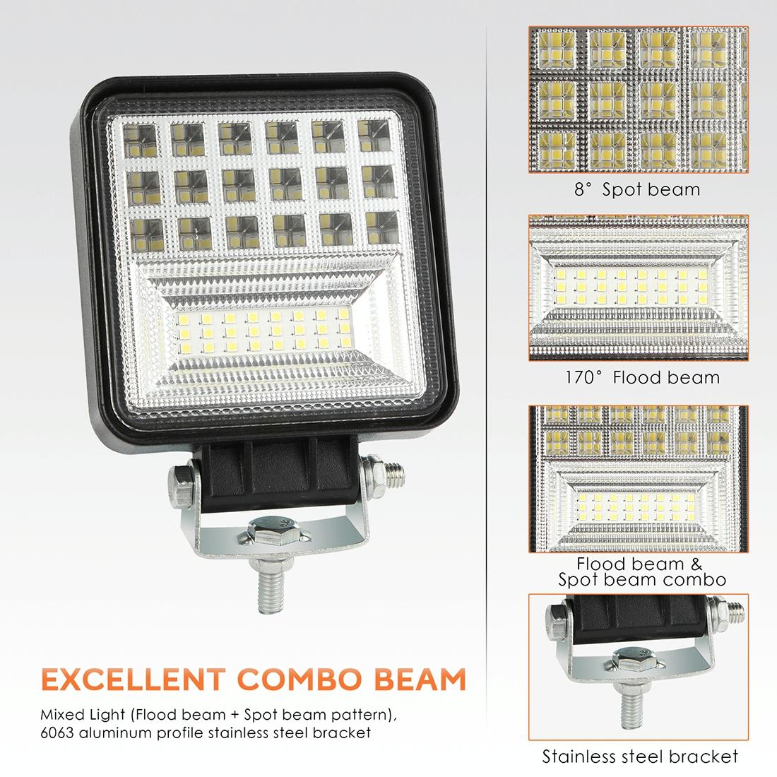 2 Pcs 4 Inch 20W Spot / Flood Light White Light Square - Shaped Waterproof Car Suv Work Lights Spotlight Led Bulbs Dc 9 - 30V 7