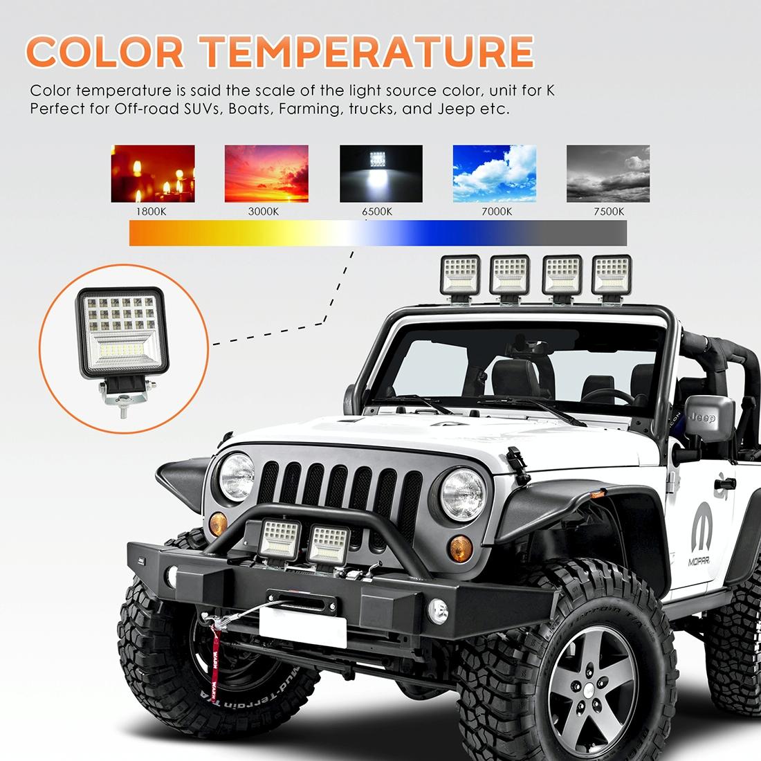 2 Pcs 4 Inch 20W Spot / Flood Light White Light Square - Shaped Waterproof Car Suv Work Lights Spotlight Led Bulbs Dc 9 - 30V 11