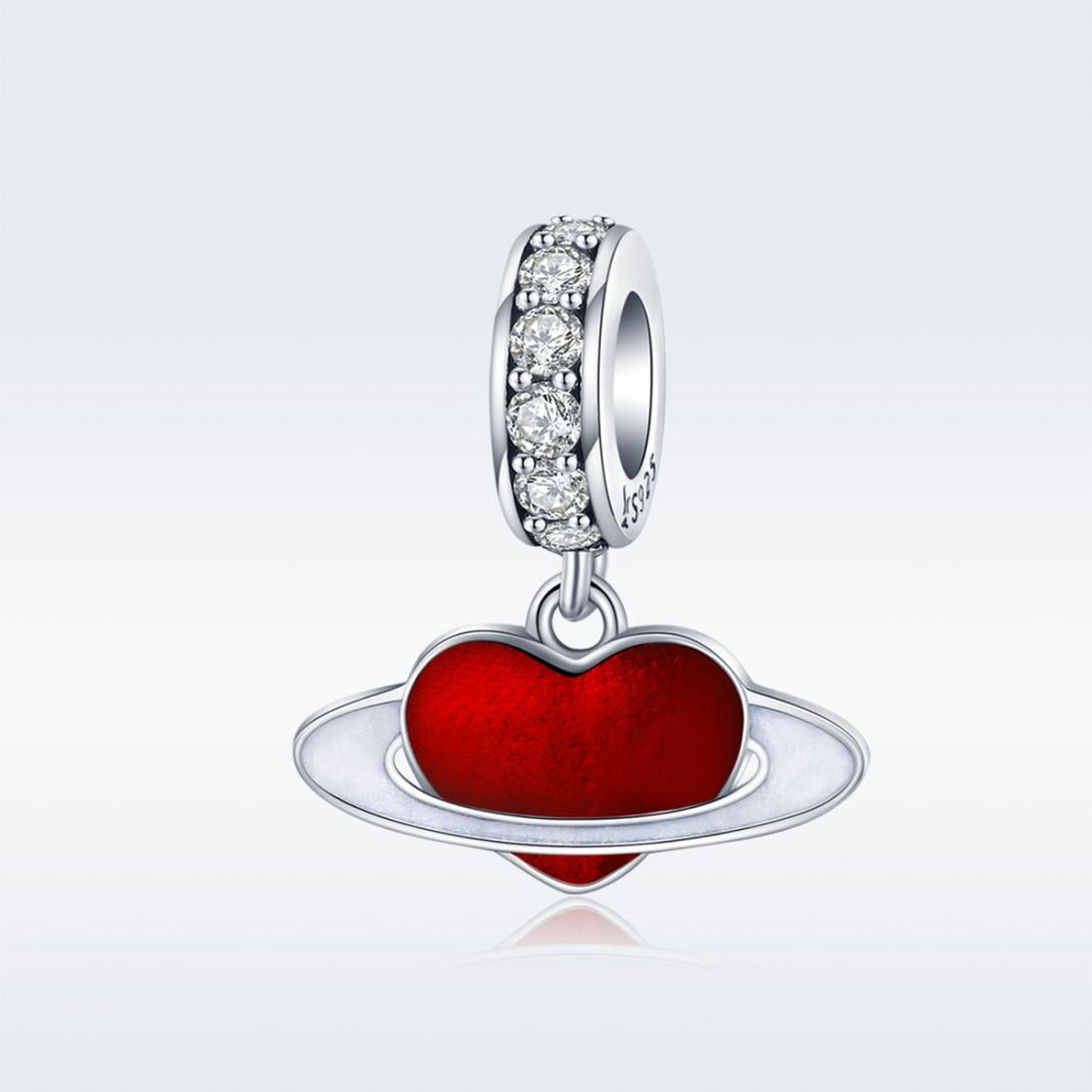925 Sterling Silver Red Love Planet Pendant For Diy Bracelets 3