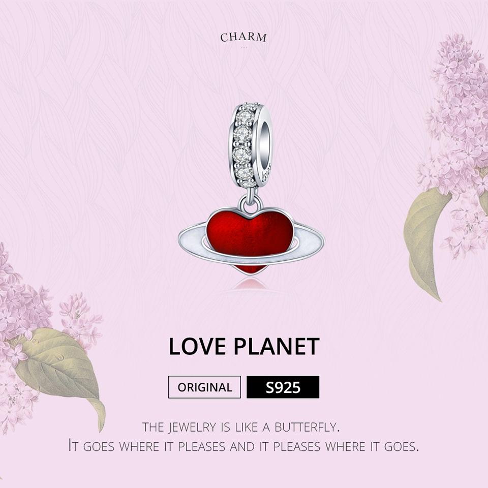 925 Sterling Silver Red Love Planet Pendant For Diy Bracelets 4
