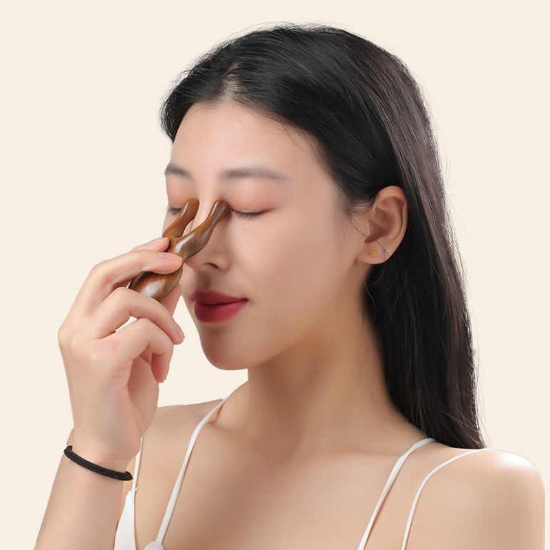 Solid Wood Massage Eye Scraping & Nose Massage Gold Sandalwood Random Colour 8