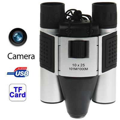 5-in-1 Binocular Camera with Video Digital Pc Cam and Tf Card Reader - 10x25mm 101m / 1000m Field of View - Compact Size
